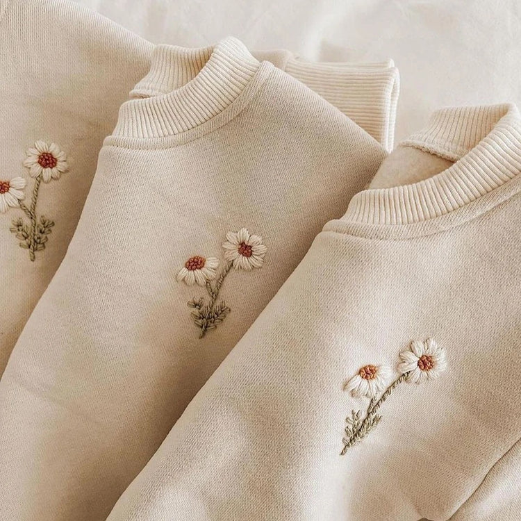 Baby & Kids Cotton knit Embroidered Flower Sweaters Hippo Boutique