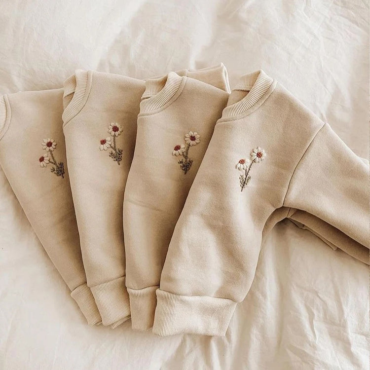 Baby & Kids Cotton knit Embroidered Flower Sweaters Hippo Boutique
