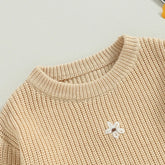Bay & Kids Cotton knit Embroidered Flower Sweatersb Hippo Boutique