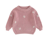 Baby & Kids Cotton knit Embroidered Flower Sweaters Hippo Boutique