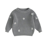 Bay & Kids Cotton knit Embroidered Flower Sweatersb Hippo Boutique