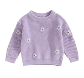 Baby & Kids Cotton knit Embroidered Flower Sweaters Hippo Boutique