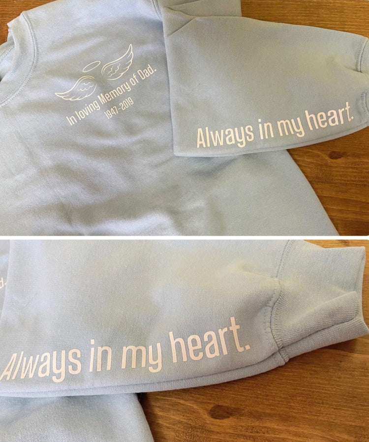 RIP Always in my heart Memorial Sweatshirts & Hoodies Hippo Boutique