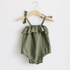 Summer Baby Girls Rompers Solid Cotton Linen Infant Romper Ruffles Slip Strap Kids Playsuit Jumpsuits Onepiece Baby Clothes