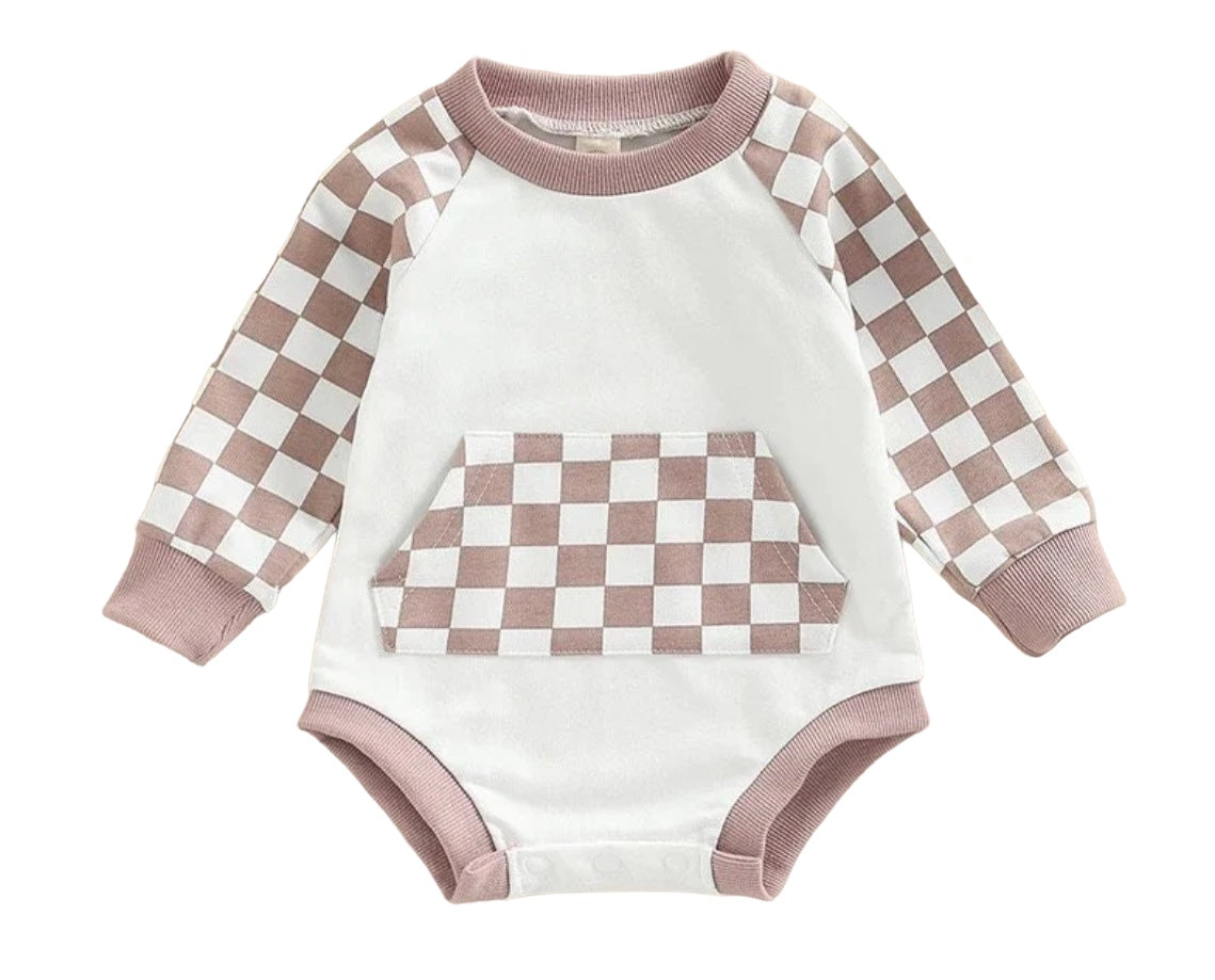 Checkered Pocket Bubble Romper Hippo Boutique