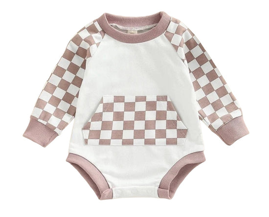 Checkered Pocket Bubble Romper Hippo Boutique