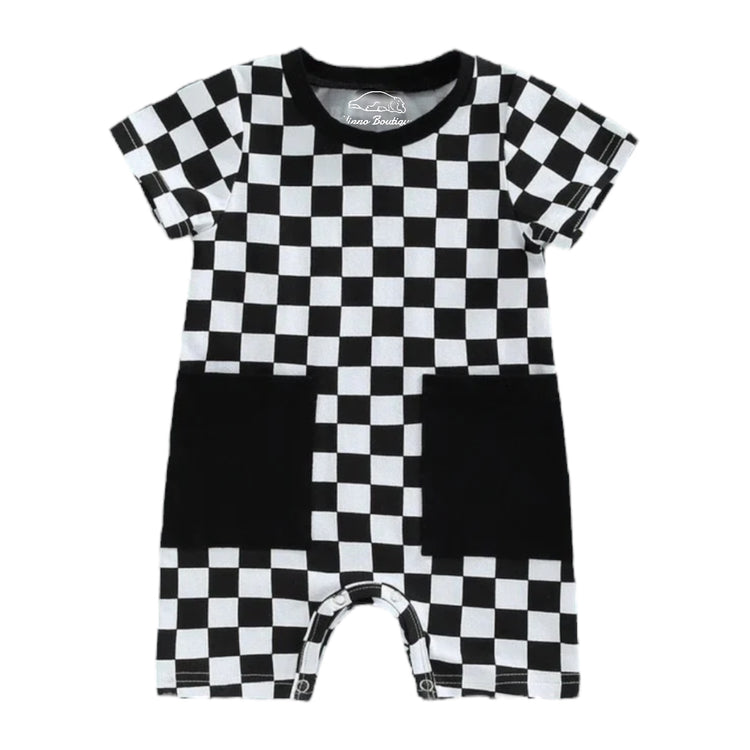 Checkered Retro Sleeveless Jumpsuit Romper Hippo Boutique