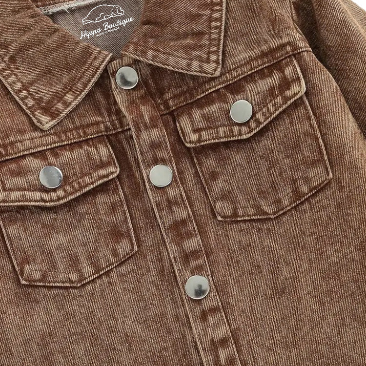 Khaki Jean Jacket Hippo Boutique