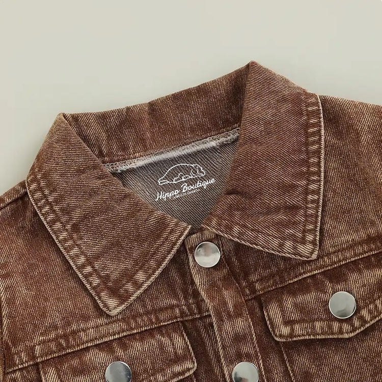 Khaki Jean Jacket Hippo Boutique