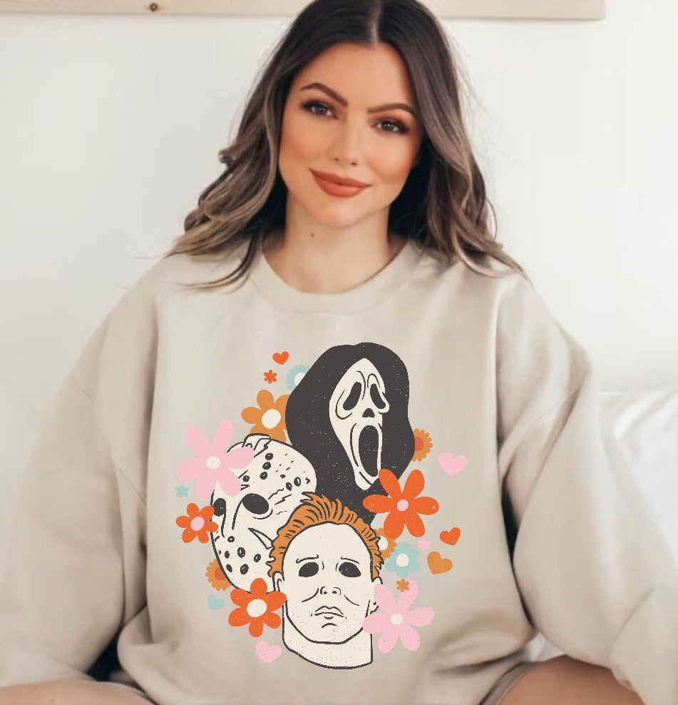 Halloween Scary Movie Women’s fleece crewneck Sweatshirts Hippo Boutique