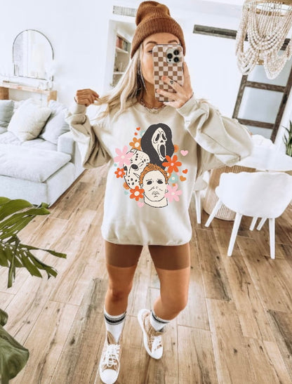 Halloween Scary Movie Women’s fleece crewneck Sweatshirts Hippo Boutique