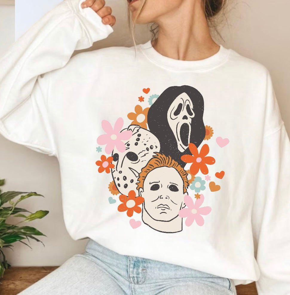 Halloween Scary Movie Women’s fleece crewneck Sweatshirts Hippo Boutique