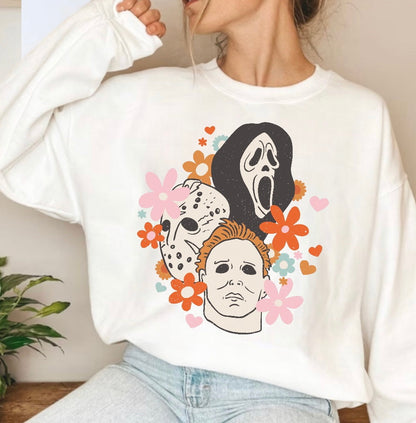 Halloween Scary Movie Women’s fleece crewneck Sweatshirts Hippo Boutique