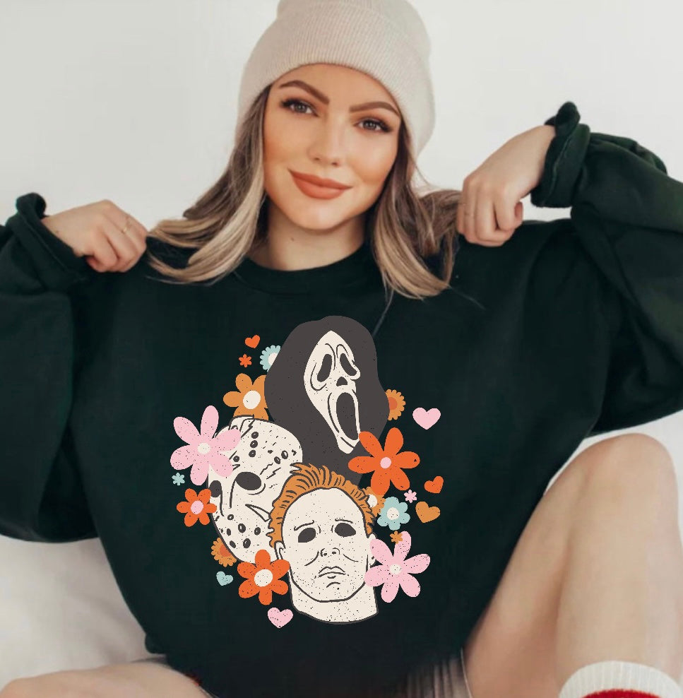 Halloween Scary Movie Women’s fleece crewneck Sweatshirts Hippo Boutique