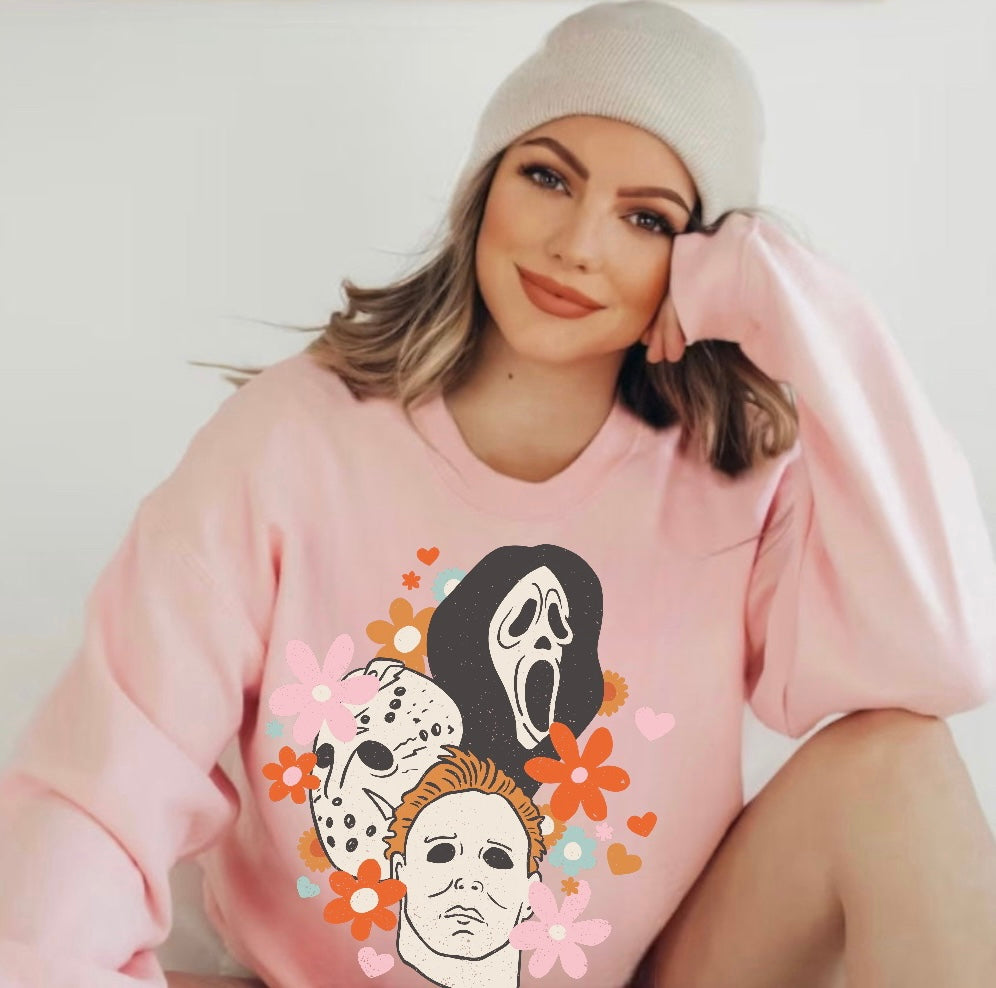 Halloween Scary Movie Women’s fleece crewneck Sweatshirts Hippo Boutique