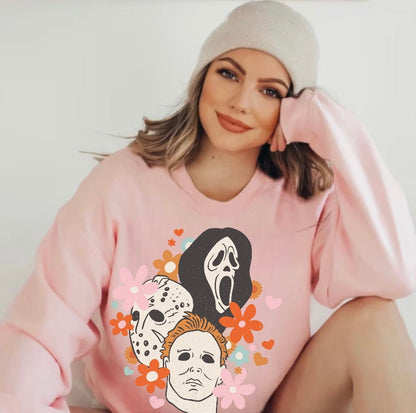 Halloween Scary Movie Women’s fleece crewneck Sweatshirts Hippo Boutique