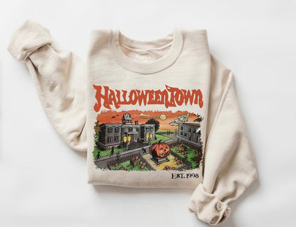 Halloween Town Women’s fleece crewneck Sweatshirts Hippo Boutique