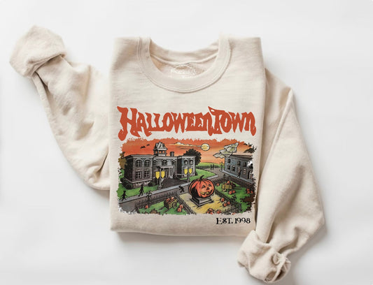 Halloween Town Women’s fleece crewneck Sweatshirts Hippo Boutique
