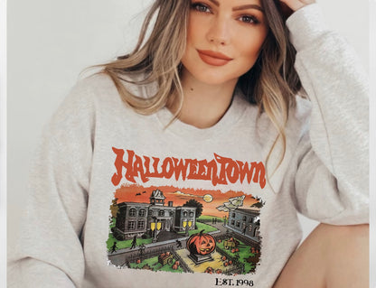 Halloween Town Women’s fleece crewneck Sweatshirts Hippo Boutique