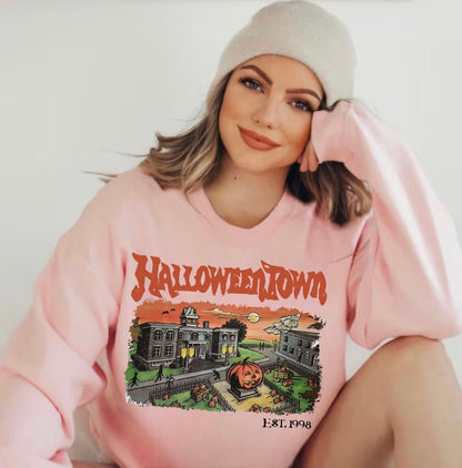 Halloween Town Women’s fleece crewneck Sweatshirts Hippo Boutique