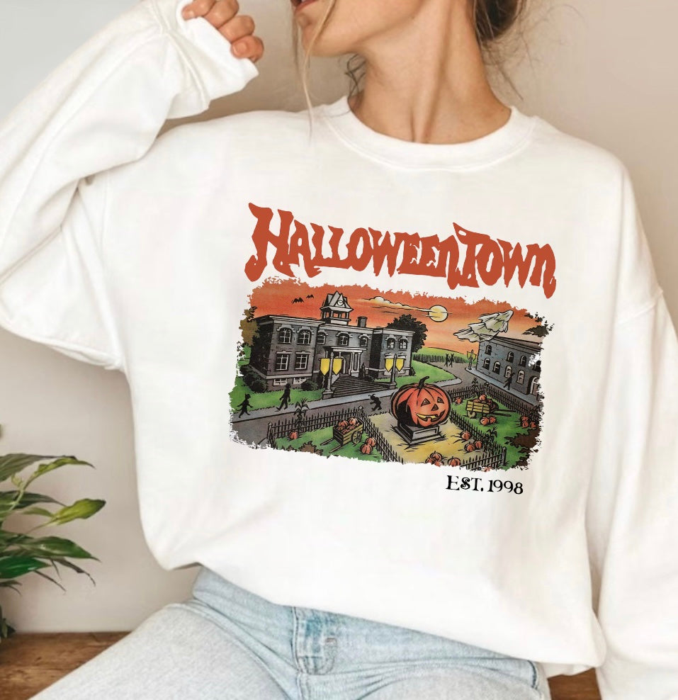 Halloween Town Women’s fleece crewneck Sweatshirts Hippo Boutique