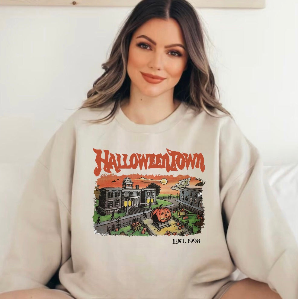Halloween Town Women’s fleece crewneck Sweatshirts Hippo Boutique