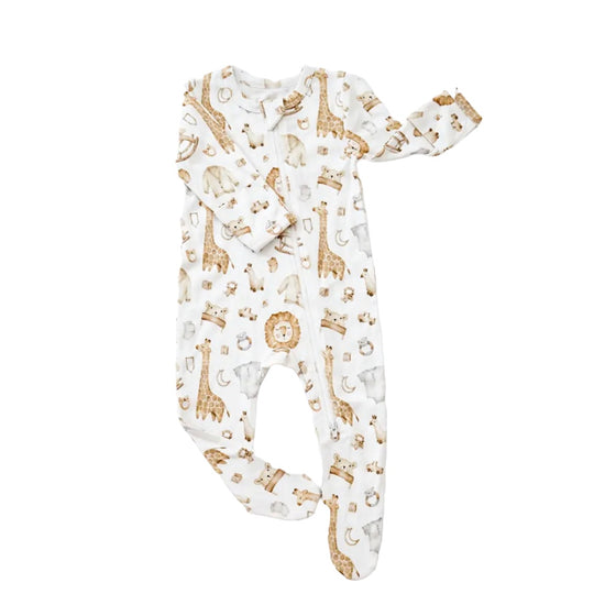 Long Sleeve Safari Bamboo Bodysuit Hippo Boutique