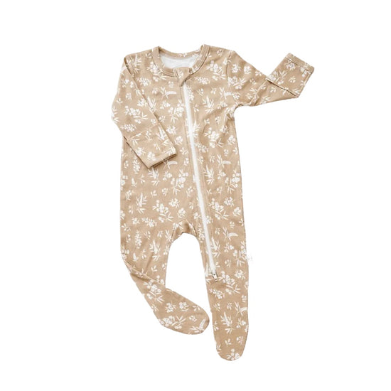 Long Sleeve Caramel Floral Bamboo Bodysuit Hippo Boutique