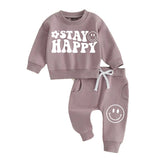 Stay Happy Smiley Sweatshirt & Pants Set Hippo Boutique