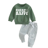 Stay Happy Smiley Sweatshirt & Pants Set Hippo Boutique