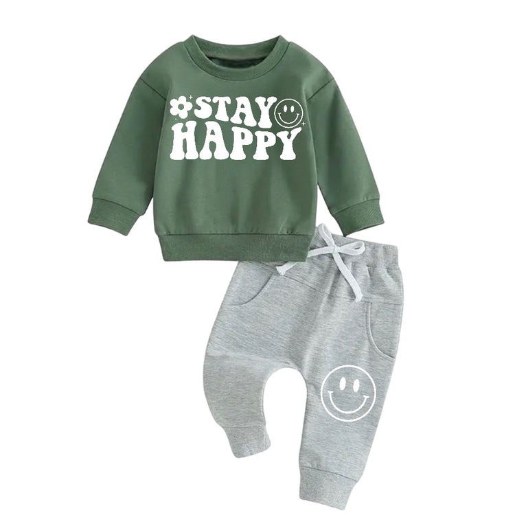 Stay Happy Smiley Sweatshirt & Pants Set Hippo Boutique