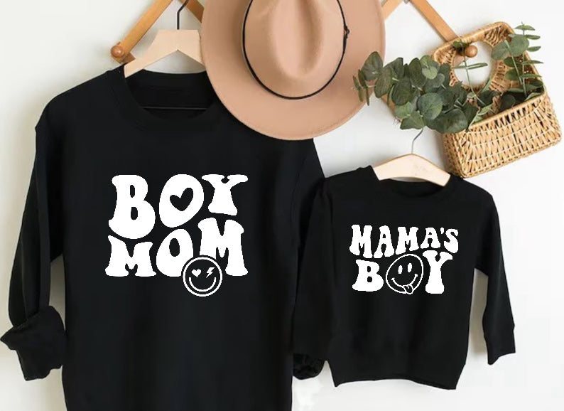 Mama’s Boy Mama & Mini Matching Sweatshirts - Black Hippo Boutique