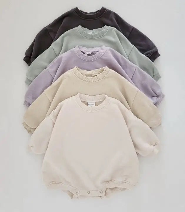 Pastel Cotton Sweatshirt Rompers Hippo Boutique