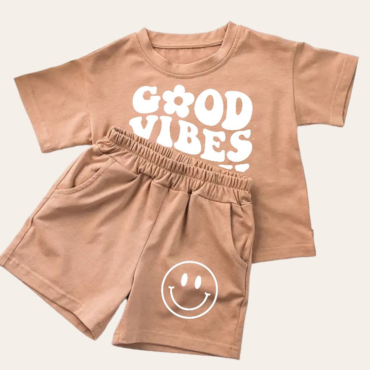 Good Vibes Only Smiley T-Shirt & Shorts Set Hippo Boutique