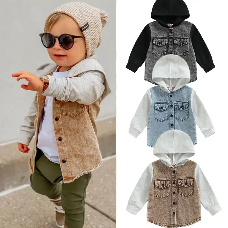 Button Up Jean Jacket Hoodie Hippo Boutique