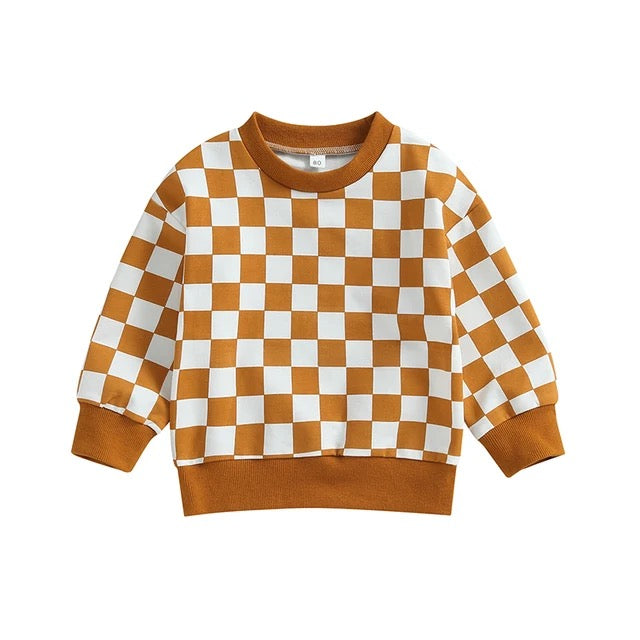 Checkered Print Sweatshirt Hippo Boutique