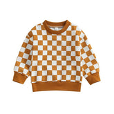Checkered Print Sweatshirt Hippo Boutique
