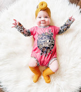 Pink Floral Band Bubble Rompers Hippo Boutique
