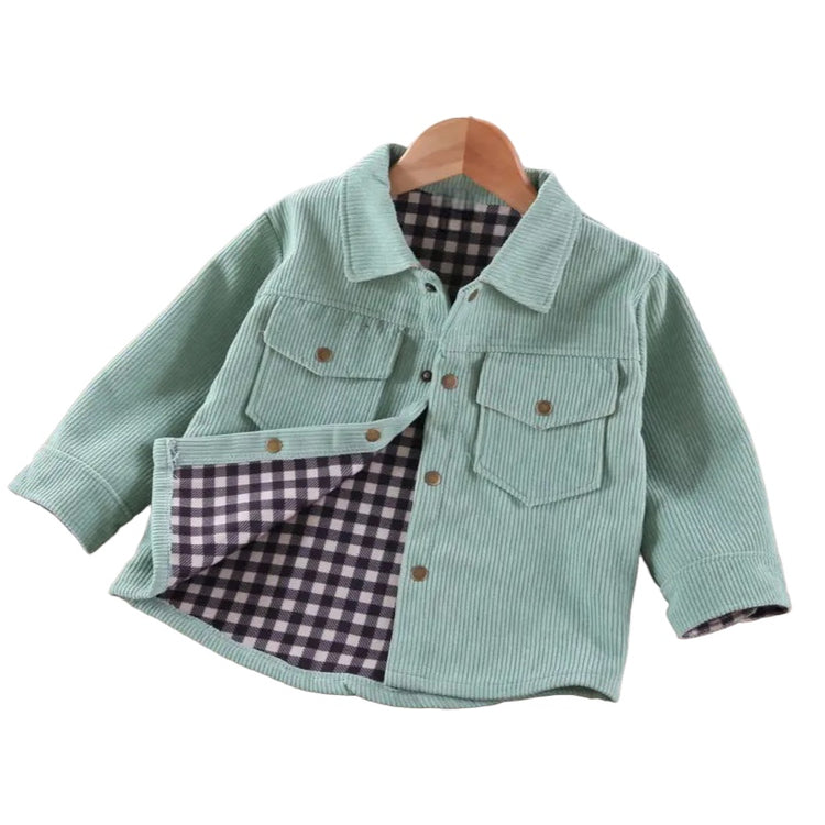 Corduroy Button Up Plaid Jacket Hippo Boutique