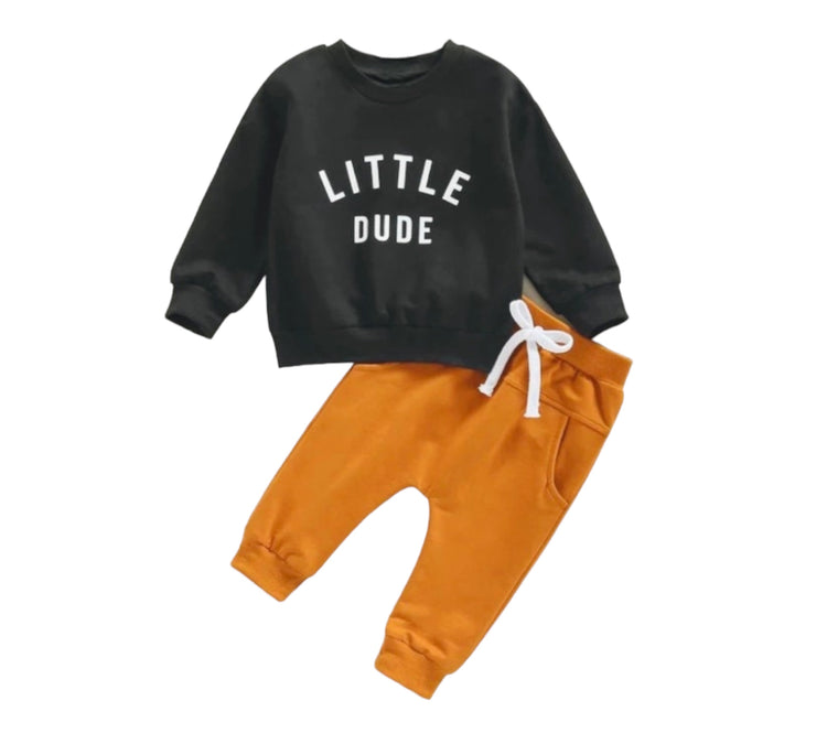 Little Dude Baby Boy Kids and Baby Sweatshirt and Pants 2 PC set Hippo Boutique