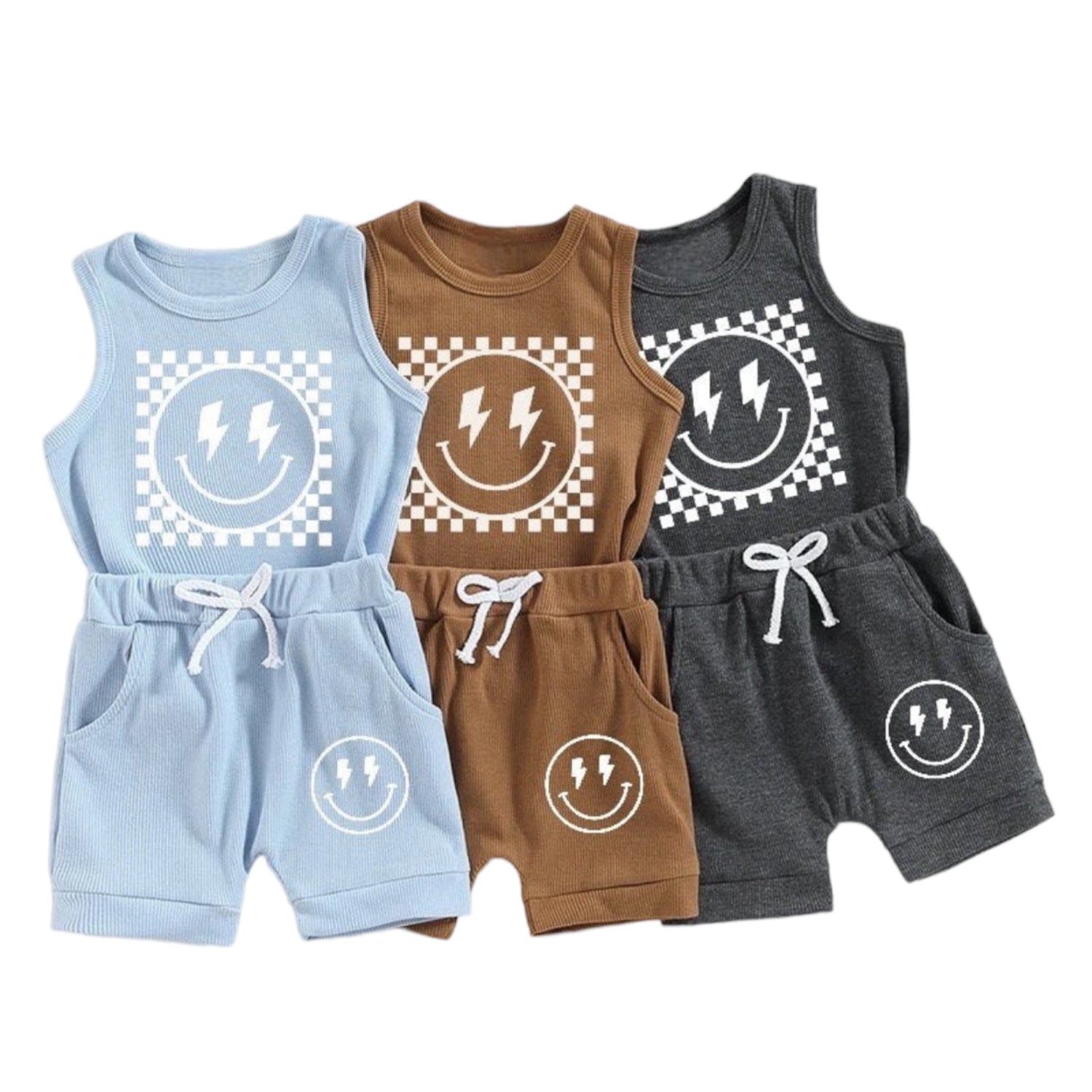 Checkered Smiley Tank & Shorts Set Hippo Boutique