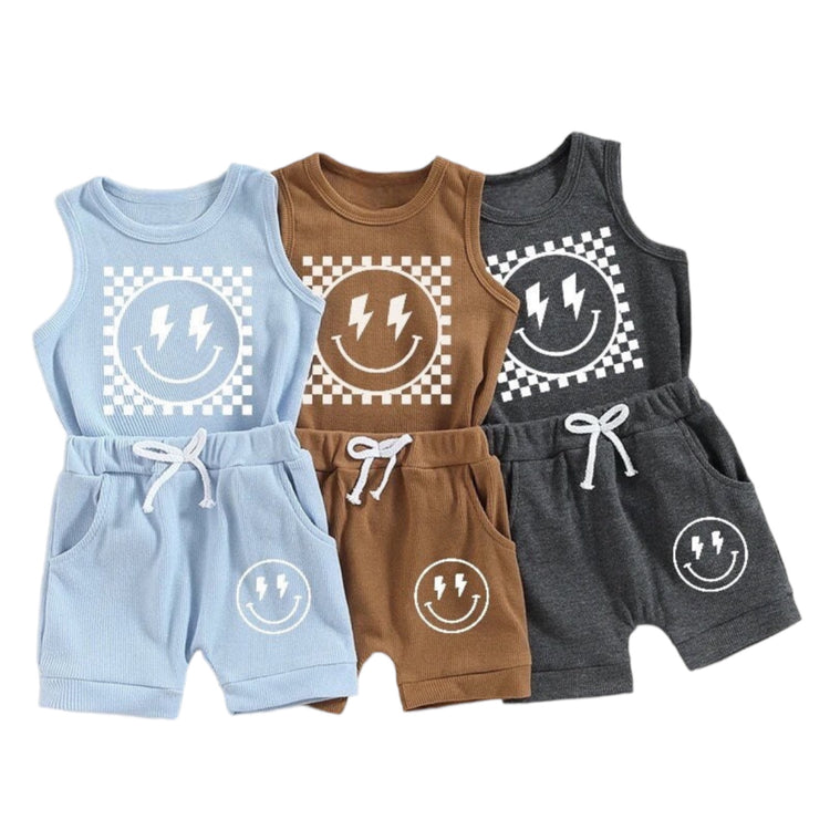 Checkered Smiley Tank & Shorts Set Hippo Boutique