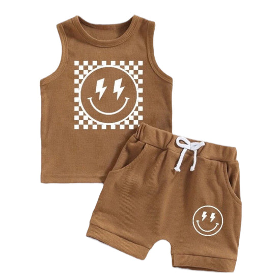 Checkered Smiley Tank & Shorts Set Hippo Boutique