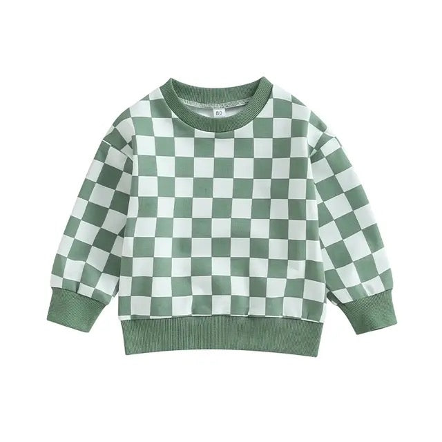 Checkered Print Sweatshirt Hippo Boutique