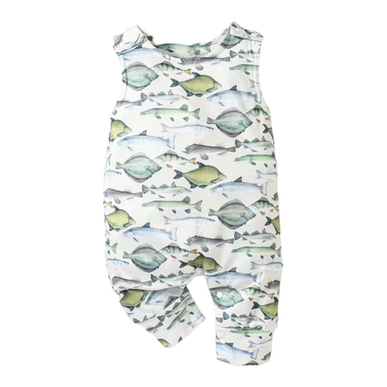 Fish Print Sleeveless Romper Hippo Boutique