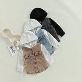 Button Up Jean Jacket Hoodie Hippo Boutique