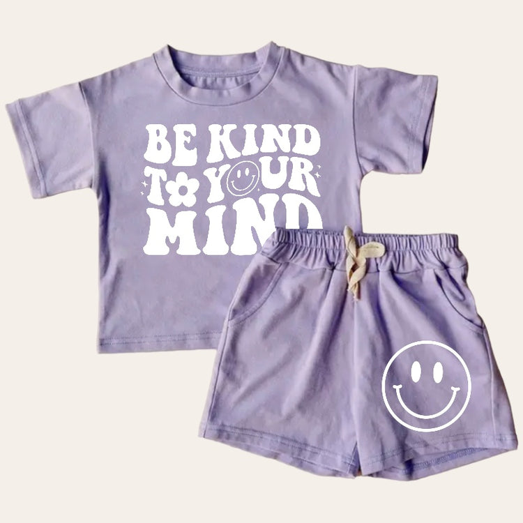 Be Kind To Your Mind Smiley T-Shirt & Shorts Set Hippo Boutique