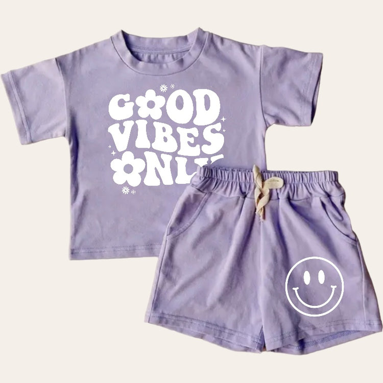 Good Vibes Only Smiley T-Shirt & Shorts Set Hippo Boutique