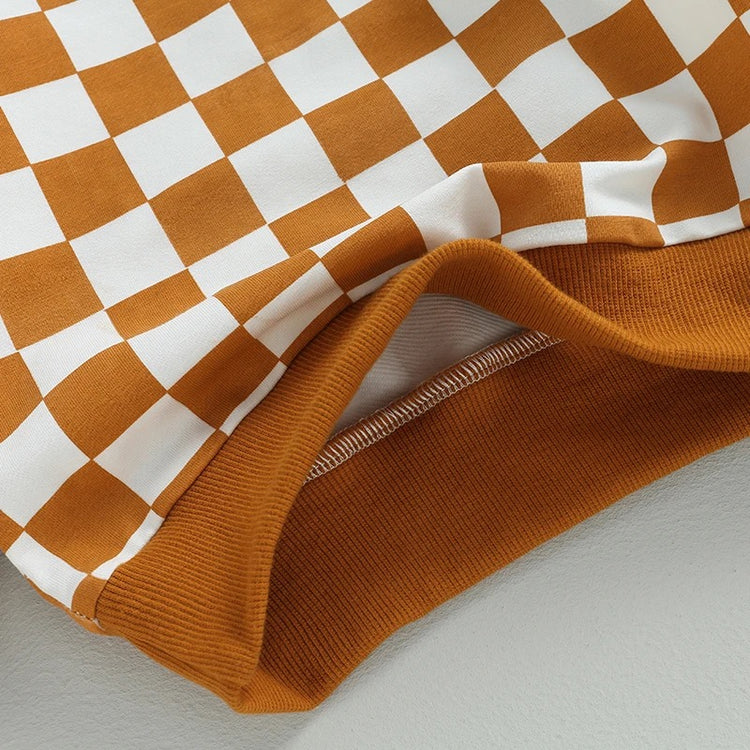 Checkered Print Sweatshirt Hippo Boutique