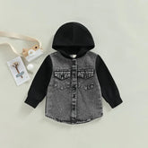 Button Up Jean Jacket Hoodie Hippo Boutique